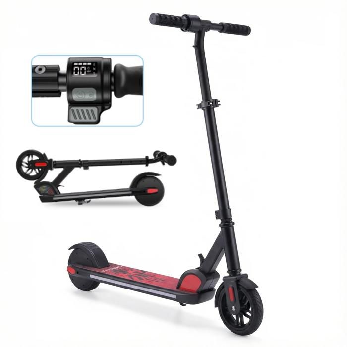 Trottinette électrique pour Enfants Et Adolescents 6-14 Ans - Néons colorés - 150W - Pliable - écran LCD -Noir- Caroma