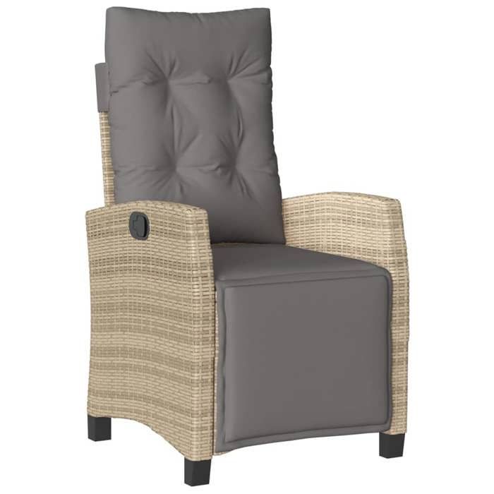 SALE 2025Fauteuils relax/Maximum 110 kg - Chaise inclinable de jardin et repose-pied mélange beige rotin Chill974099