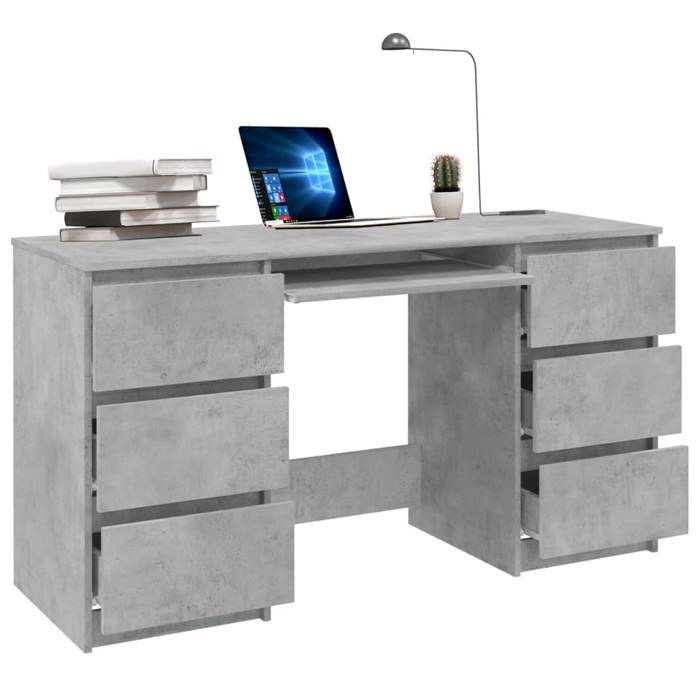 Bureau Informatique - CLOUD - Gris béton - 140x50x77 cm - Bois dingénierie LL01555