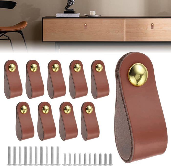 10 poignées de meubles en cuir poignée de porte.