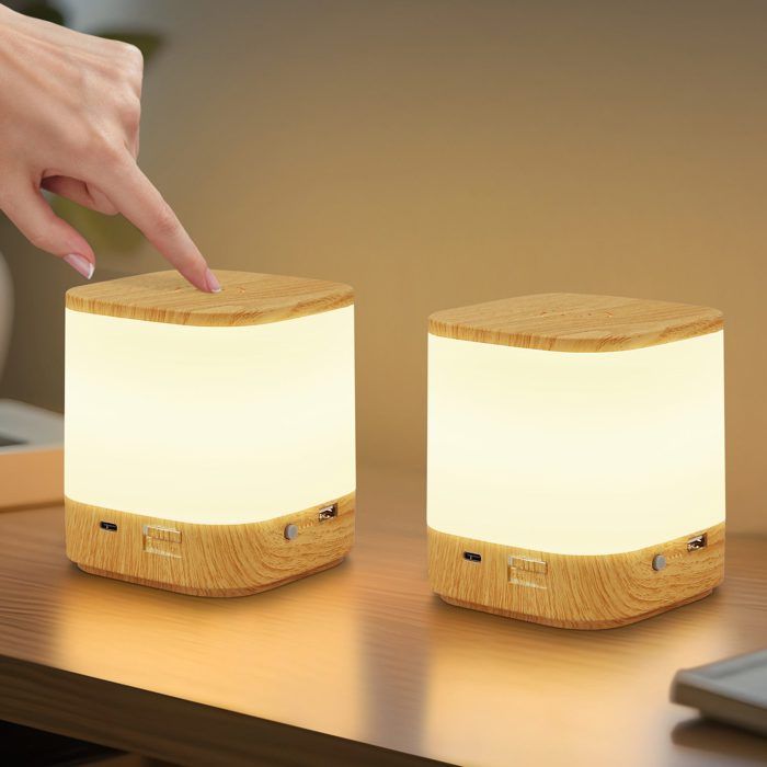 Lampe de table LED - NETTLIFE - Rechargeable 1800mAh - Tactile dimmable - 3 températures - Lot de 2