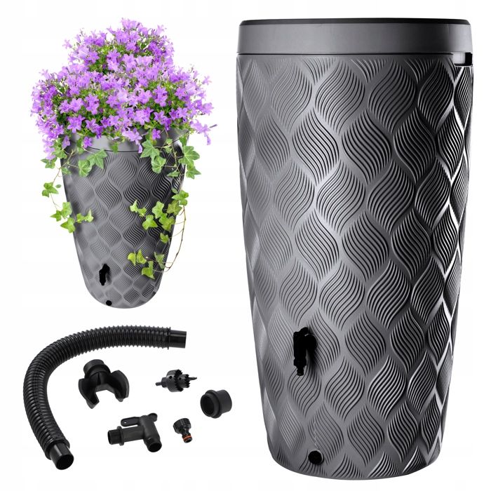Récupérateur dEau de Pluie KADAX 240L avec Pot de Fleur et Robinet