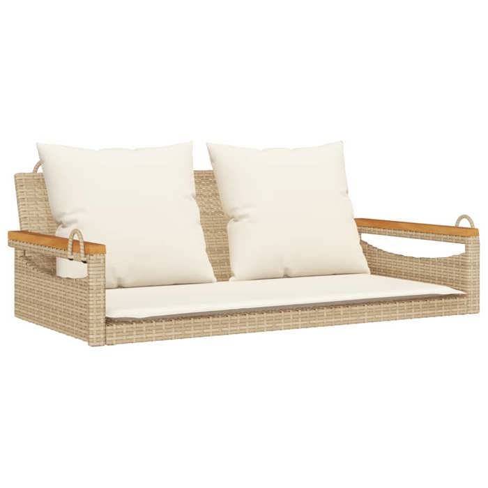 Bonne qualité Meuble dextérieurChaise de jardin BONNIE Balancelle avec coussins 109x62x40cm résine tressée DECO