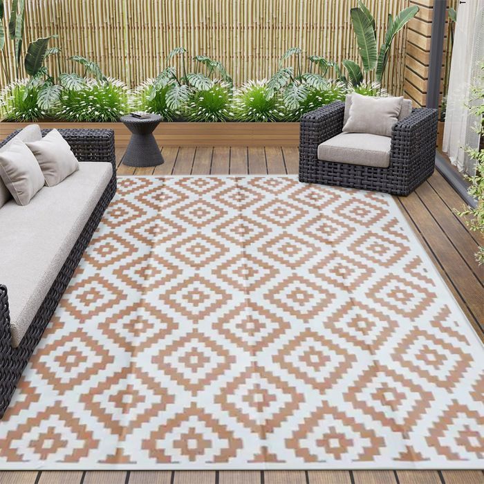 Tapis D'extérieur Falflor En Plastique Recyclé - Imperméable, Réversible, Résistant UV - Pour Jardin, Camping, Terrasse, Camping-car - Léger Et Pliable