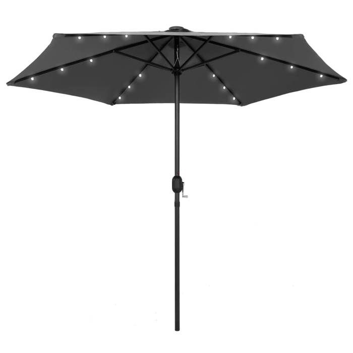 SALE 2025Parasol de Patio Extérieur VIDAXL - Parasol de jardin et lumières LED mât en aluminium anthracite chill440669
