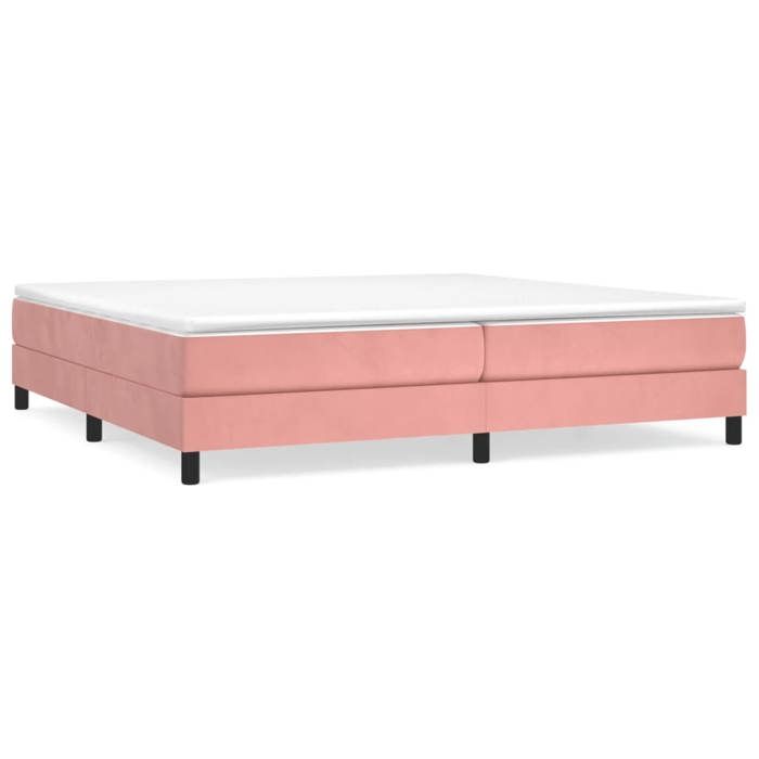 SOLDES dAutomneCadre de lit 2 Personnes - lattes de contreplaqué - rose 200x200 cm velours - HOMEFR4437