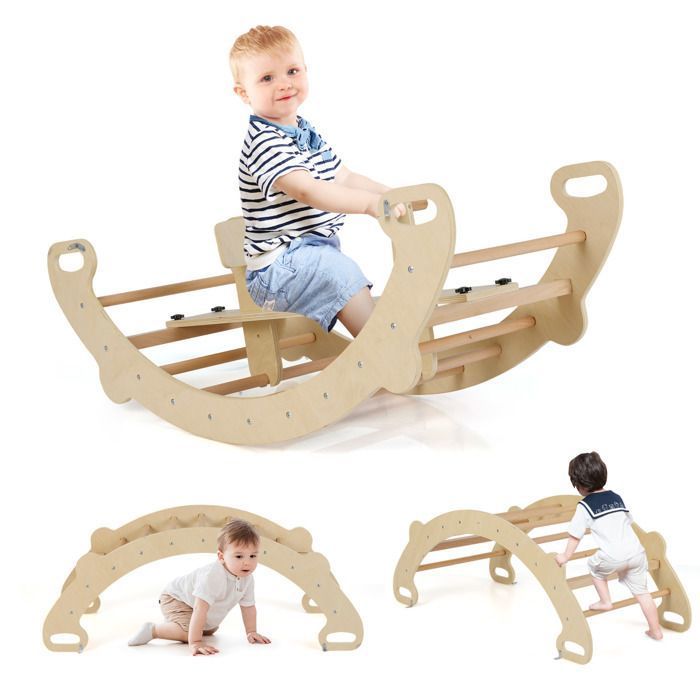 DREAMADE Jouet à Bascule 4 en 1 en Bois pour