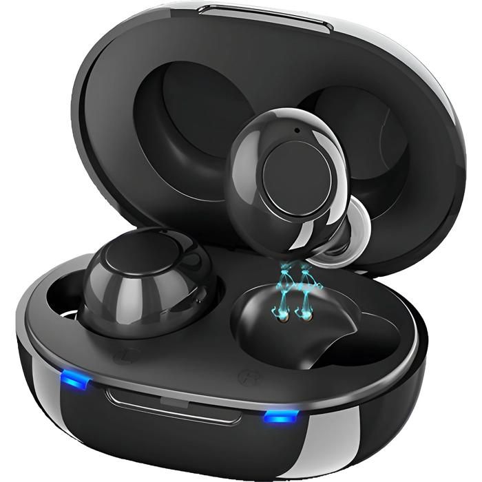 Appareil auditif réduction de bruit tactile charge rapide longue autonomie confort intra-auriculaire noir