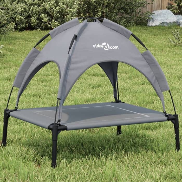Meilleurs prix pour Automne/hiverLit pour chien avec auvent anthracite tissu Oxford et acier - HAuteur:60cm - Grande Taille &FR_767648