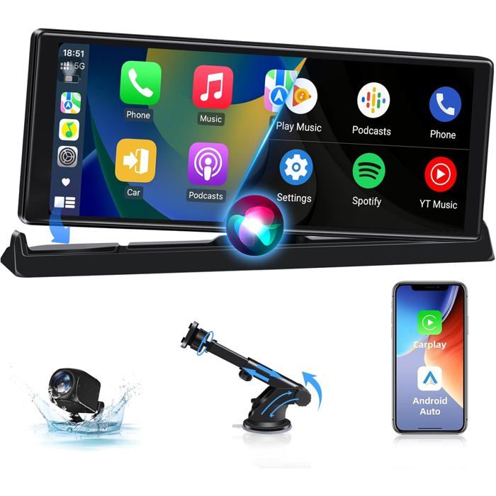 Autoradio Carplay Jansite 1026 Pouces avec Caméra de Recul et Support Vertical
