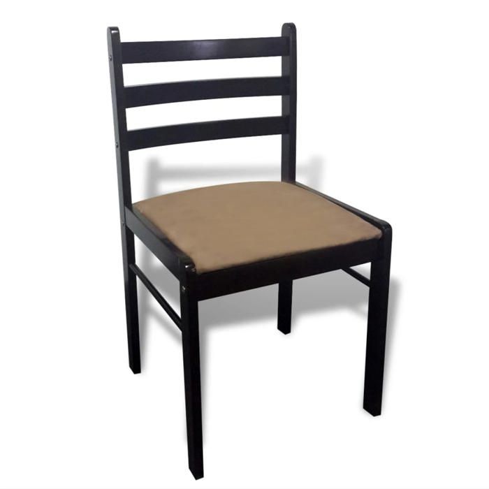 Brun Chaises de cuisine/bar - SOLOMON -[lot de 6] - Pour 6 personnes - marron bois solide et velours CCC364