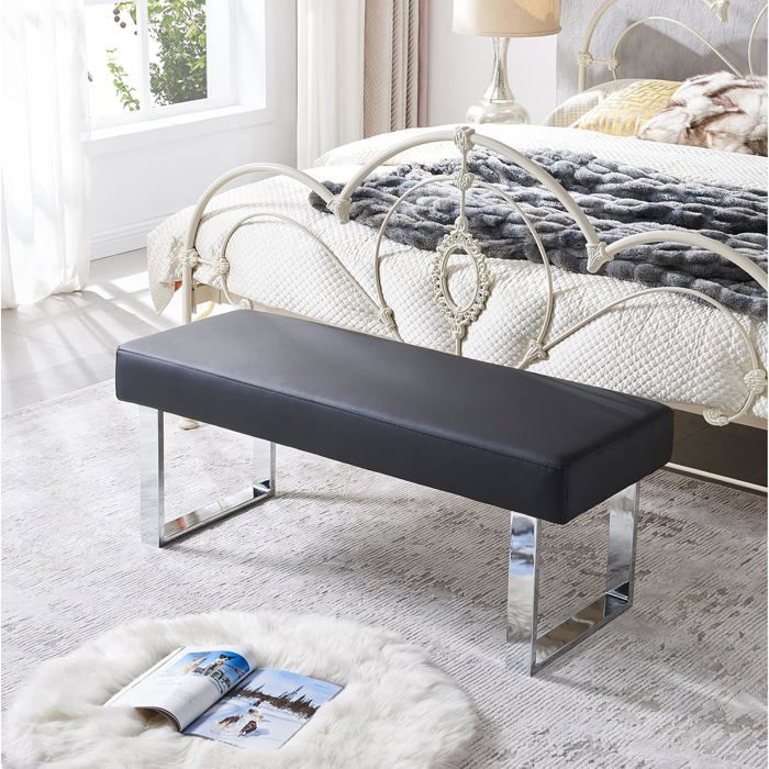 JIEXI Banc de cuisine moderne pour 2 adultes chaise minimaliste pour cuisine salon et couloir (noir)