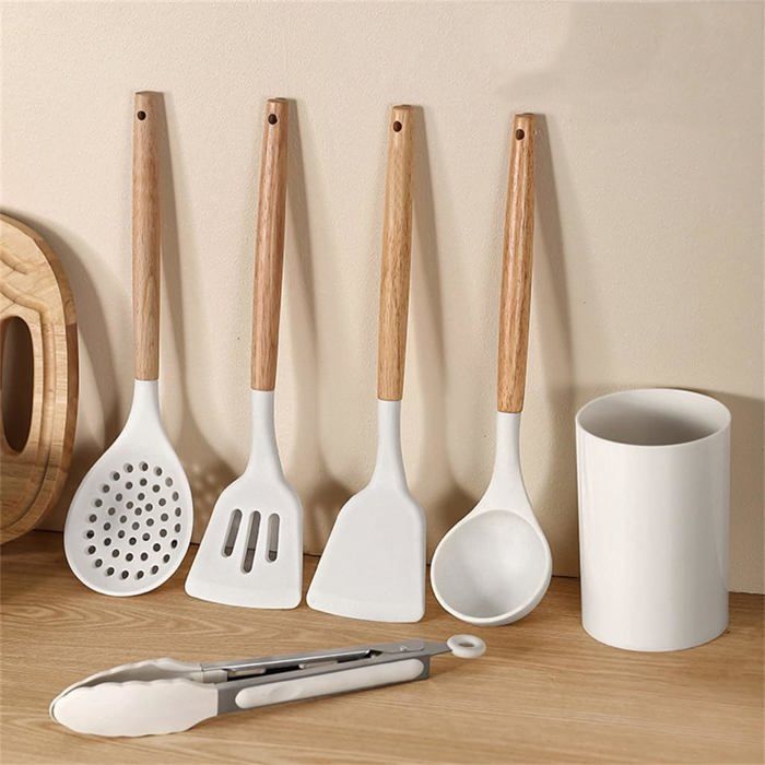Ensemble Cuisine Umite Chef 24 Pièces – Ustensiles Antiadhésifs, Manches Bois, Résistants Chaleur