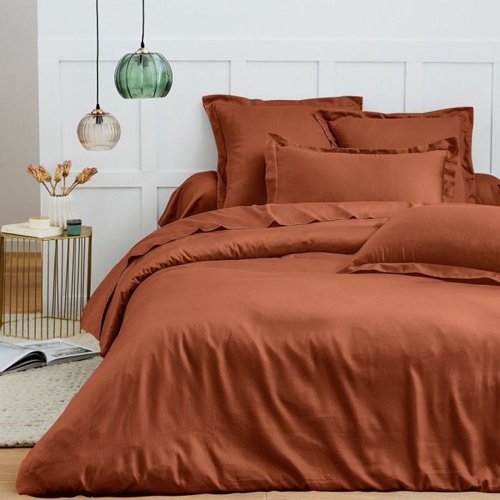 Parure de draps 4 pièces Premium pour lit 140 x 190 cm Paprika