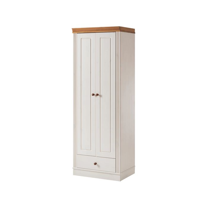 Anita-armoire Avec 2 Portes Et 1 Tiroir En Pin Blanc Anita-armoire Avec 2 Portes Et 1 Tiroir En Pin Blanc