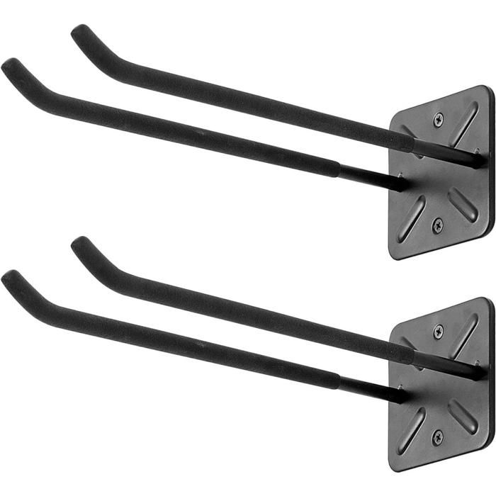 Porte-outils de jardin - Support de rangement suspendu pour garage - Support mural pour outils - Crochets robustes- 2 pièces - Noir