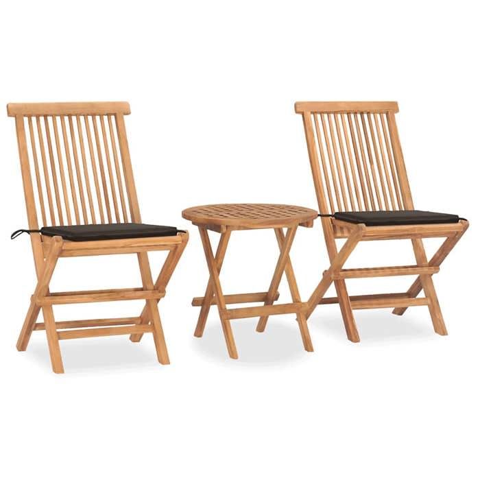 Maison Exclusive - Ensemble à manger dextérieur pliable avec coussin 3 pcs Teck