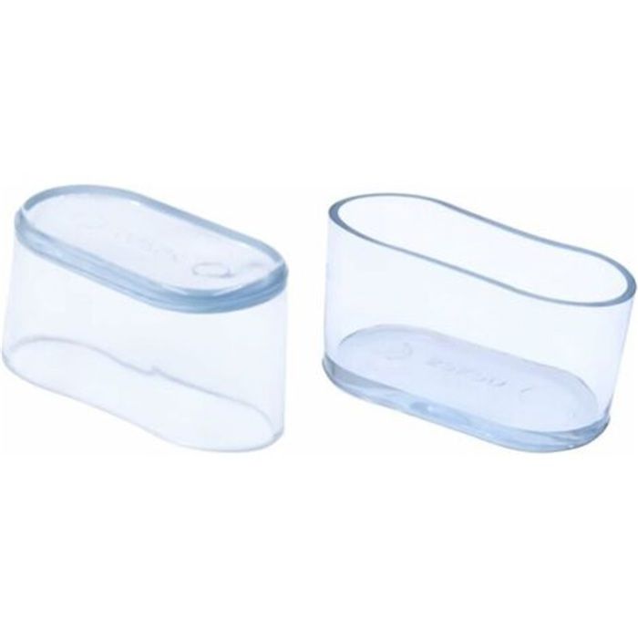 52 embouts pieds chaises ovales transparents - Nosheir - PVC souple 16x34mm