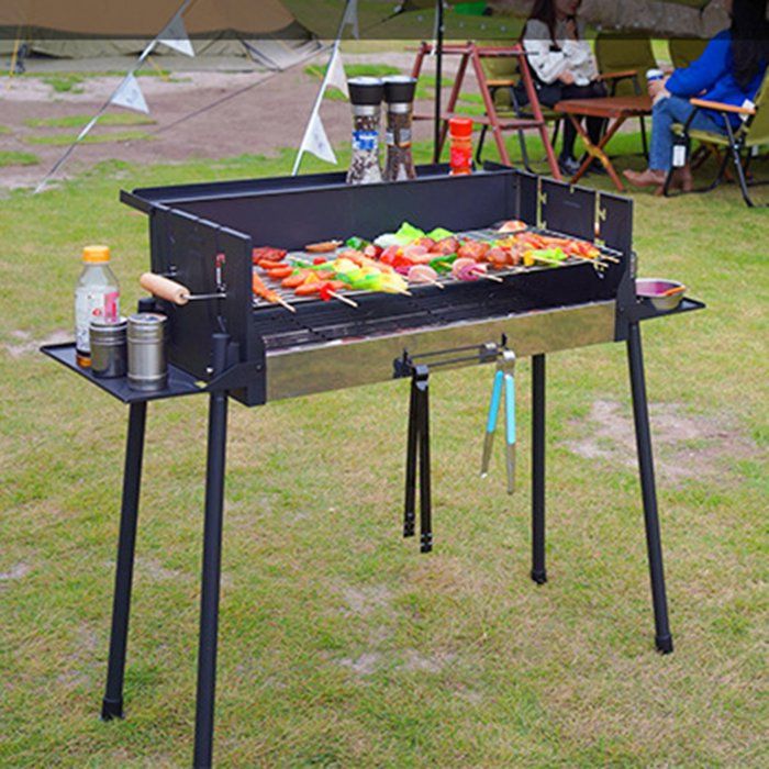 Barbecue à Charbon de Jardin Pliant - CREMLANK - 103X44X83CM - Température réglable - résistant au vent - NOIR - laminage à froid