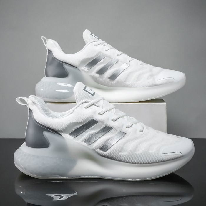 INSFITY Baskets Homme Aéré Semelle souple Confort Léger Amortissant RespirantBlanc Gris
