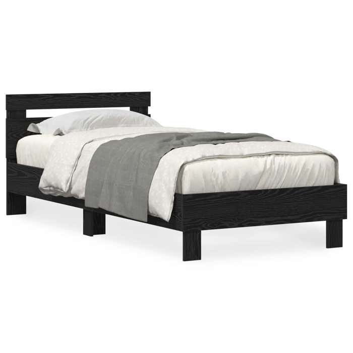 Cadre de litStructure de lit 1/2 personnes - avec LED Chêne noir 90 x 190 cm - Bois dingénierie - {1 pièce} kfd8834294