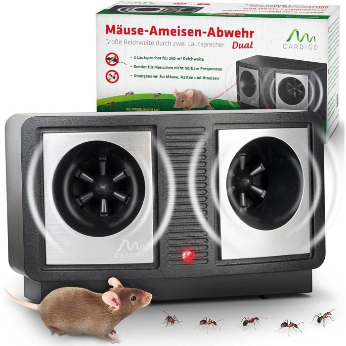 Répulsif Ultrason Anti-Fourmis Anti-Rongeurs Souris Rats  Fréquence Réglable  Intérieur & Extérieur.
