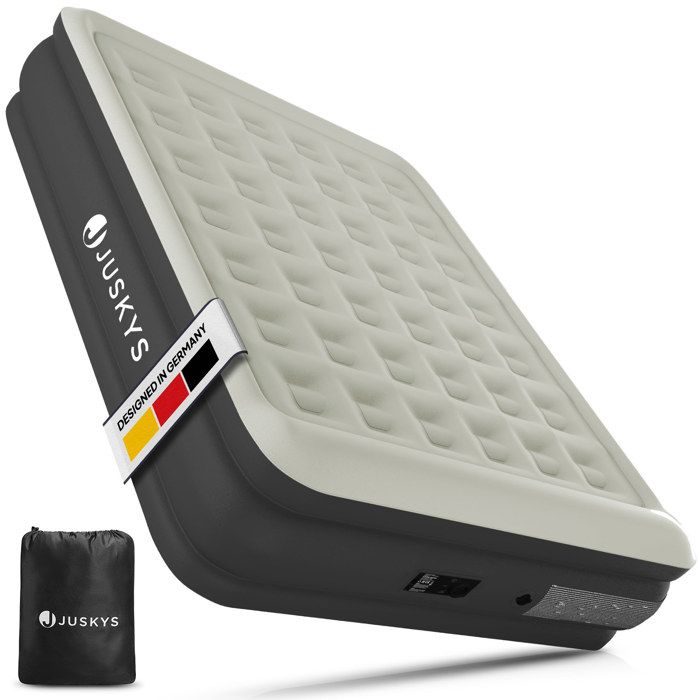 Juskys Matelas Gonflable Sapri L 2 Places Anthracite – Auto-Gonflant Pompe Intégrée – Camping & Invités