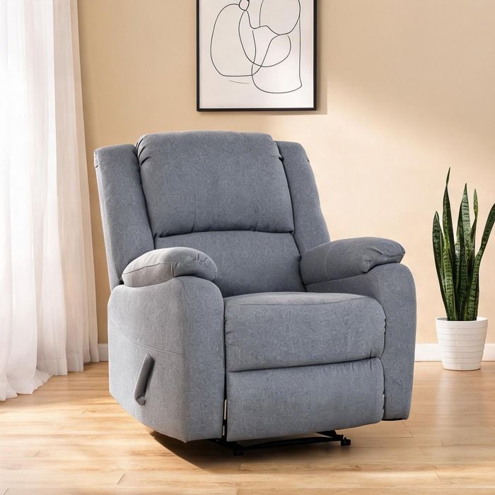 Fauteuil relax en polyester gris doux avec repose-pieds inclinable jusquà 148° 90 x 96 x 98 cm pour salon