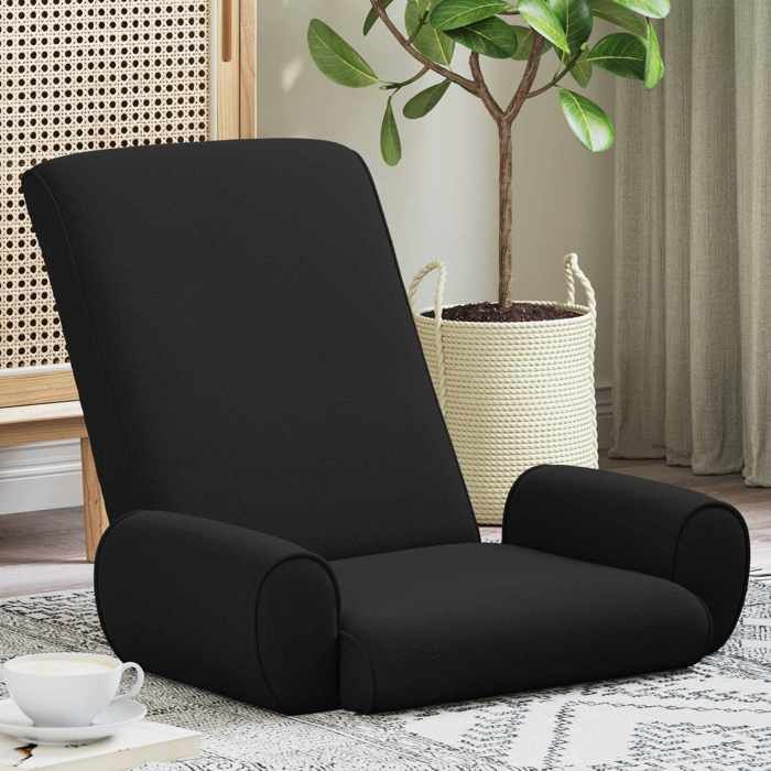 Chaise intérieure moderne vidaXL Fauteuil de sol ajustable Noir Velours grainé(15274）
