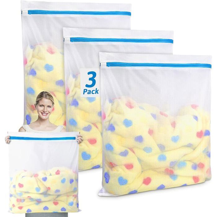 Lot de 3 Sac à Linge Sale 60 x 60cm Filet à Linge Filet Linge Machine à Laver Sac Filet de Lavage Sac à Lavage du Linge 3pcs Xxl
