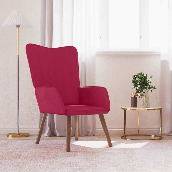 Meilleure MEUBLE Chaise de relaxation Rouge bordeaux Velours&01_1462