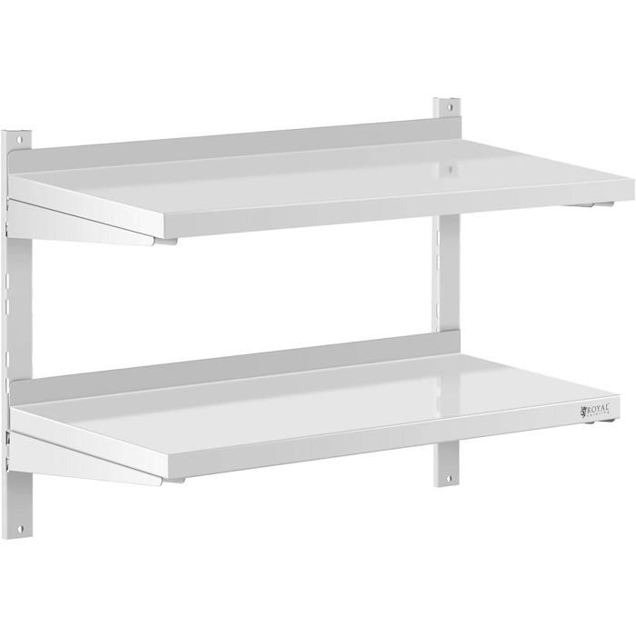 Royal Catering Étagère Murale RCWR-800.4 Acier Inoxydable 80 x 40 x 3 5 cm Capacité 40 kg Pour Cuisine