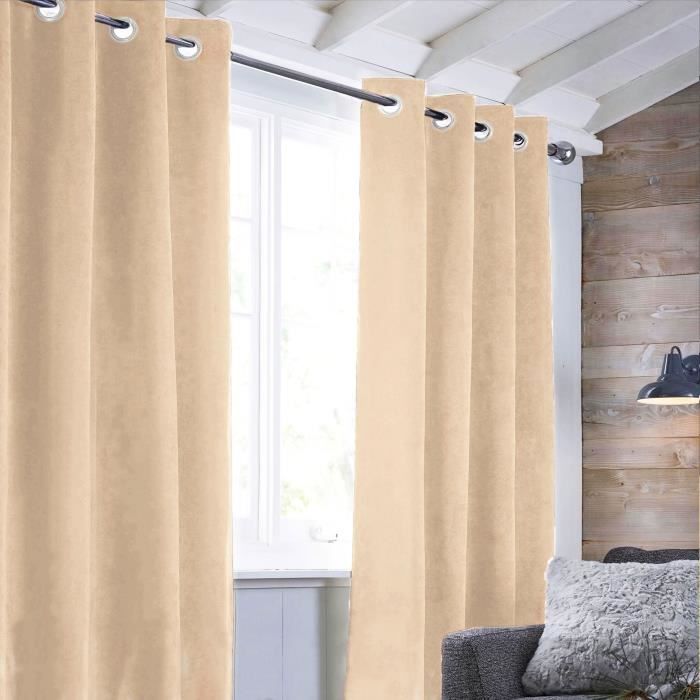 SUEDEN - Rideau en suédine parfait pour habiller vos fenêtres 100% Polyester - 140 x 250 cm - Rose nude