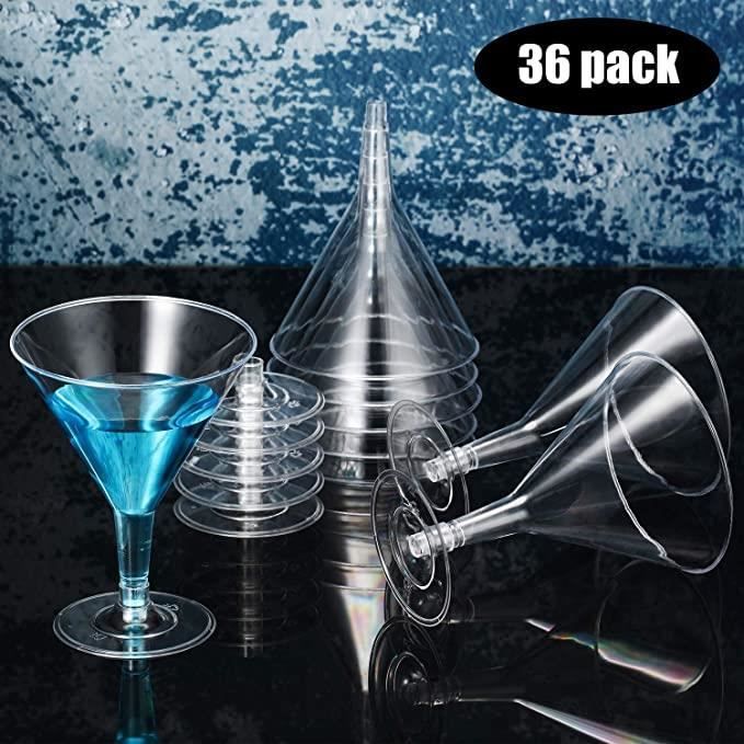 Flûtes à Martini LED Plastique, Set de 6, Verres à Cocktail Lumineux