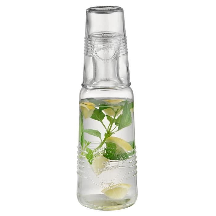 Carafe En Verre De 2 Litres Avec Revêtement En Osier - Bouchon Liège, Hauteur 28 Cm, Pour Eau, Vin, Décoration