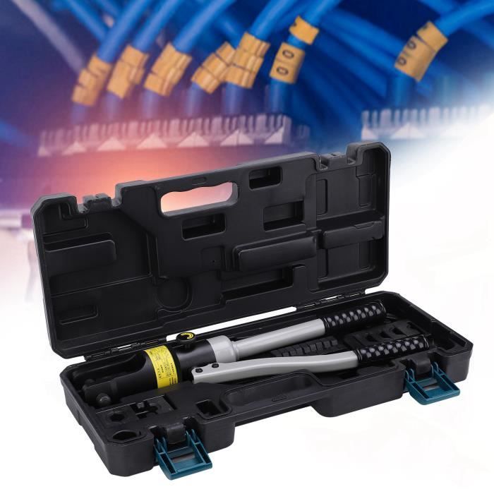 Pince à Sertir Hydraulique 10T Avec 9 Matrices Et Coupe-Câble - Pour Câbles 4 à 70mm²