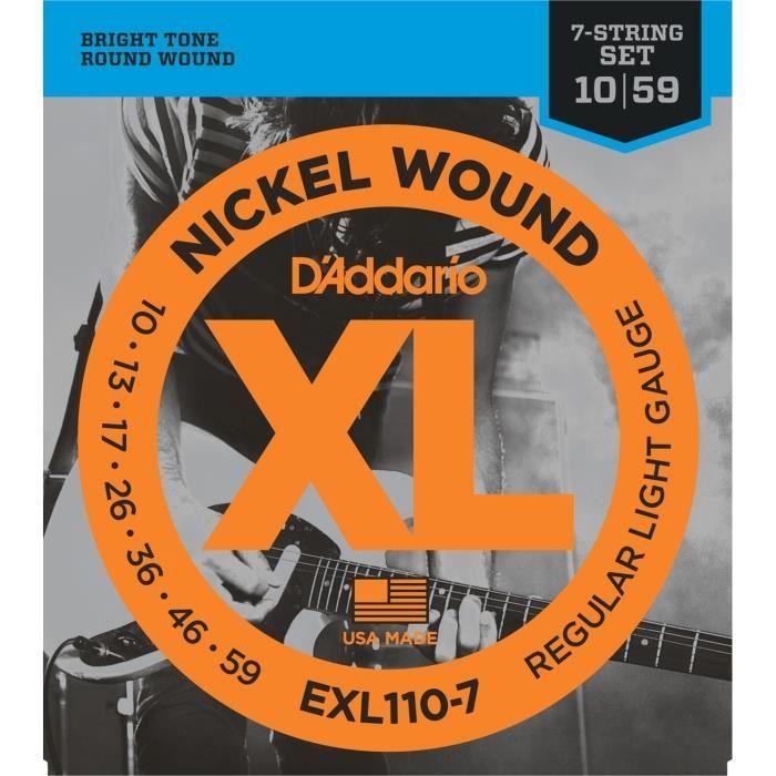 DADDARIO EXL110-7 Jeu de 7 cordes en nickel pour guitare électrique - Light