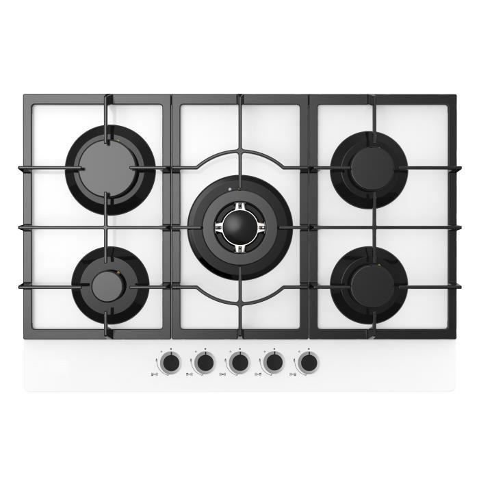 PLAQUE TABLE A GAZ 5 FEUX WHITE MEGA PROMO Cdiscount Electroménager