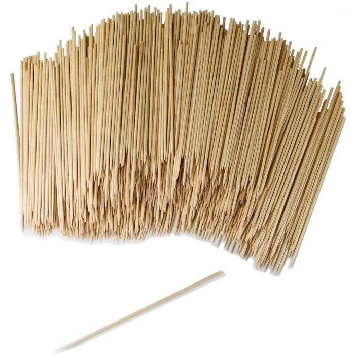 1000 Brochettes en bois de 15 cm et Ø 2,5 mm Piques et batons en bois de  bambou pour barbecueviandelégumes. Batons en bois po 16 - Cdiscount Maison