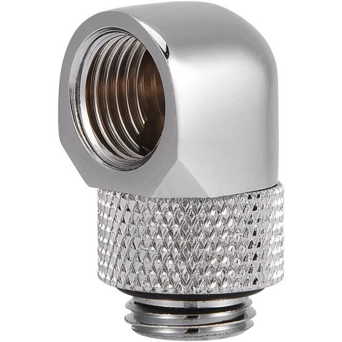 Raccord Rotatif 45° Pour Watercooling - Filetage G1/4" - Rotation 360° - Argent