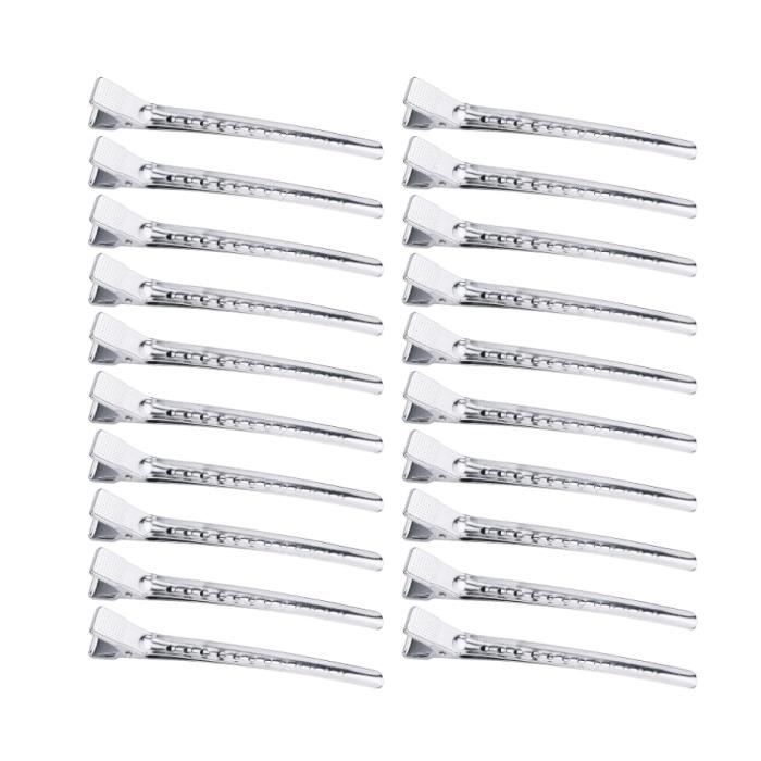 20 Pièces Pince Cheveux 10cm Métal Pince Crocodile Cheveux Alligator Barrette Argent Pinces à Bec de Canard Clips Pince Locks Pince