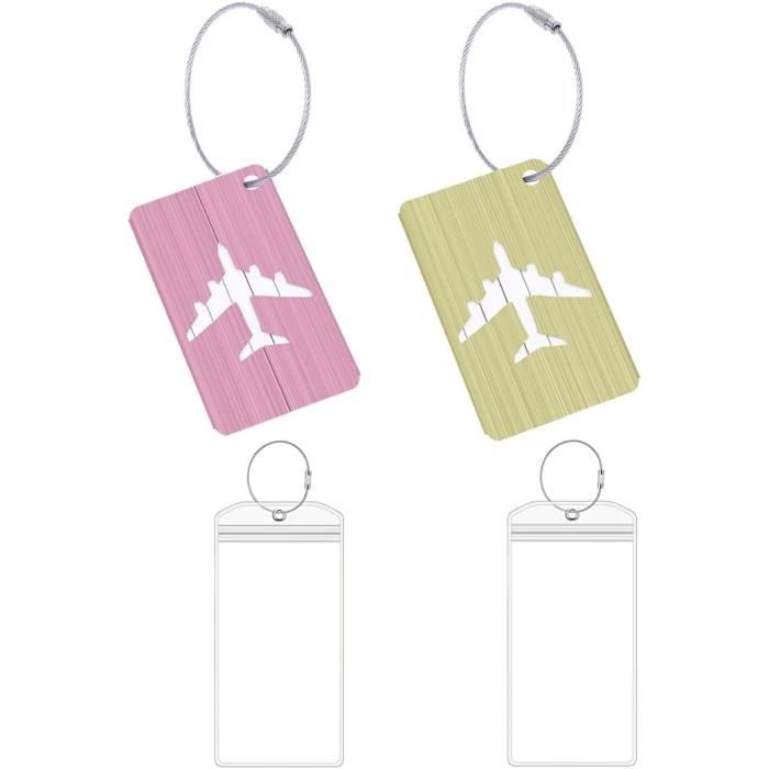 Lot De 2 étiquettes à Bagages Alyvisun – Noir Et Rose – Avec Identifiant