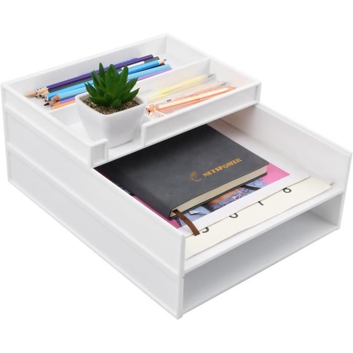 Corbeille à Courrier Empilable A4 - Lot De 4 - Transparent - Organisation Bureau, Documents, Classe - 13