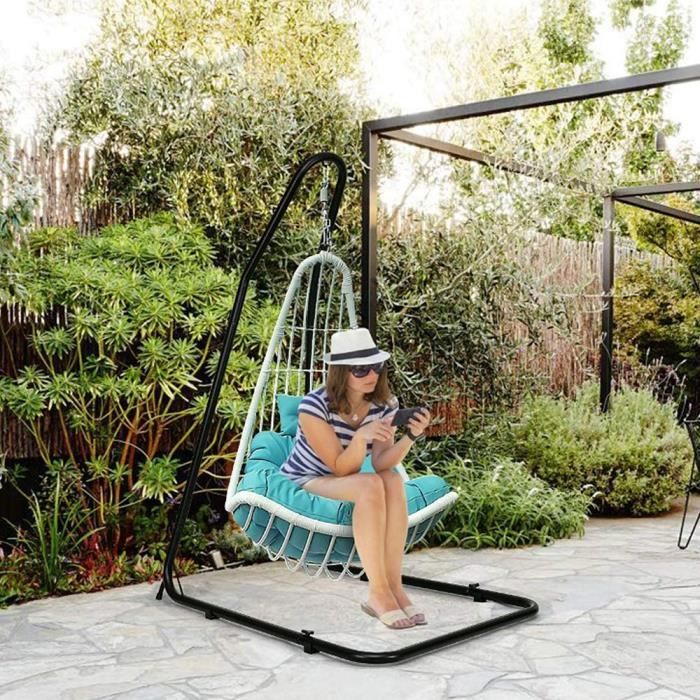 Support de hamac - Noir - Réglable 200-250 cm - Métal - Charge 150 kg - Style Industriel