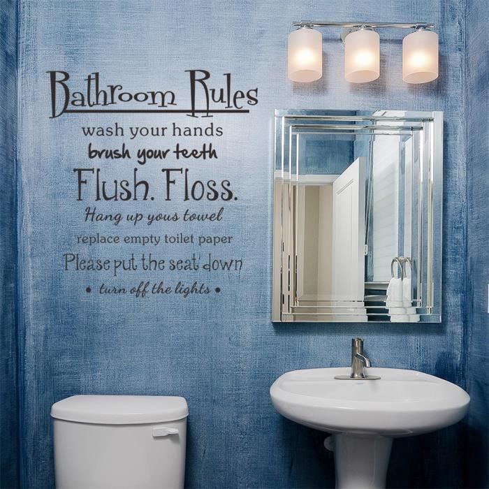 Regles De Salle De Bain Lavage Vinyle Mur Decor A La Maison Decalque Citation Chambre Inspiration Mignon Return 2775 Achat Vente Objet Decoration Murale Cdiscount