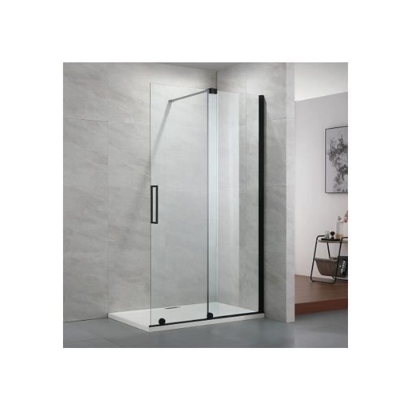 Paroi Avec Porte Coulissante Noir 140 Cm Deliss 120 Cm