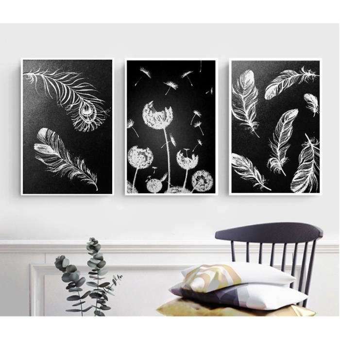 Simple Noir et Blanc Plume Pissenlit Toile Art Impression Peinture Affiche  Mur Photos Pour Salon Décoration de La Maison Sans Cadre - Achat / Vente  objet décoration murale - Cdiscount