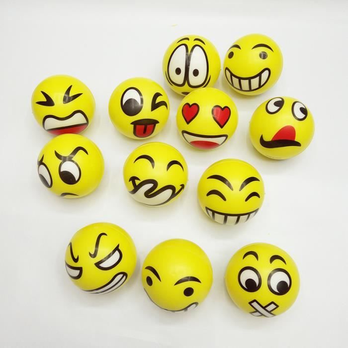 6 x Emoji Bouncing Ball avec Lumière DEL Drôle Visage Enfants Jouet Cadeau Balles Attraper de Noël