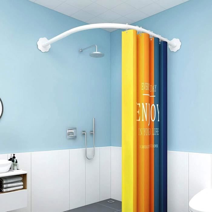 Tringle à Rideau de Douche incurvée Extensible Rail de Rideau de Bain d