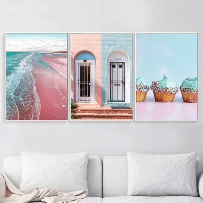 Peinture sur toile nordique violet rose moderne pour la